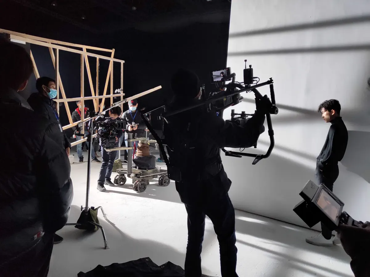 Branded content crew shooting in a studio environment in China